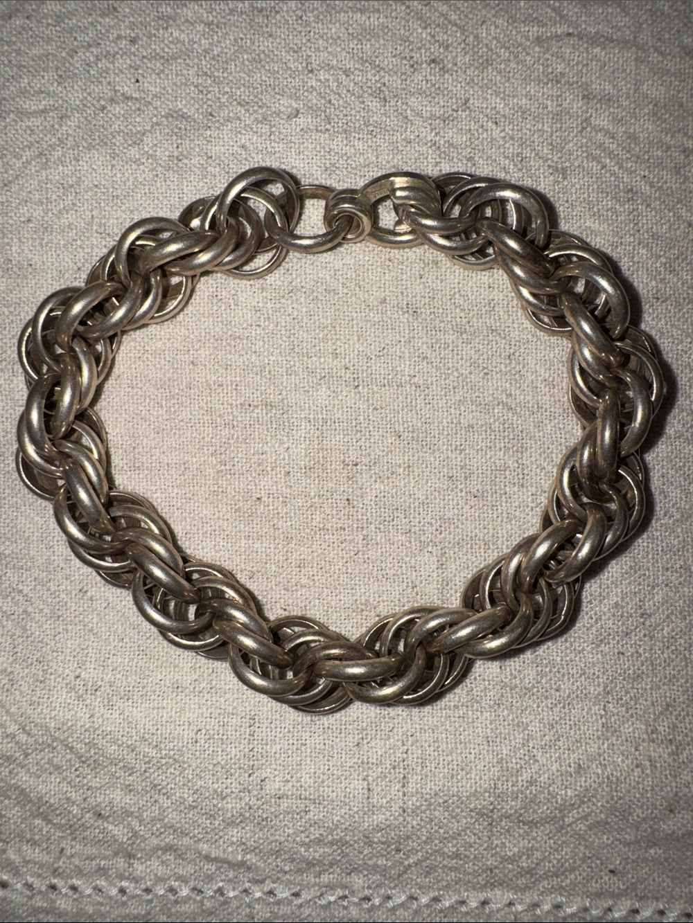 Monet Vintage Silver Double Chain Link Bracelet